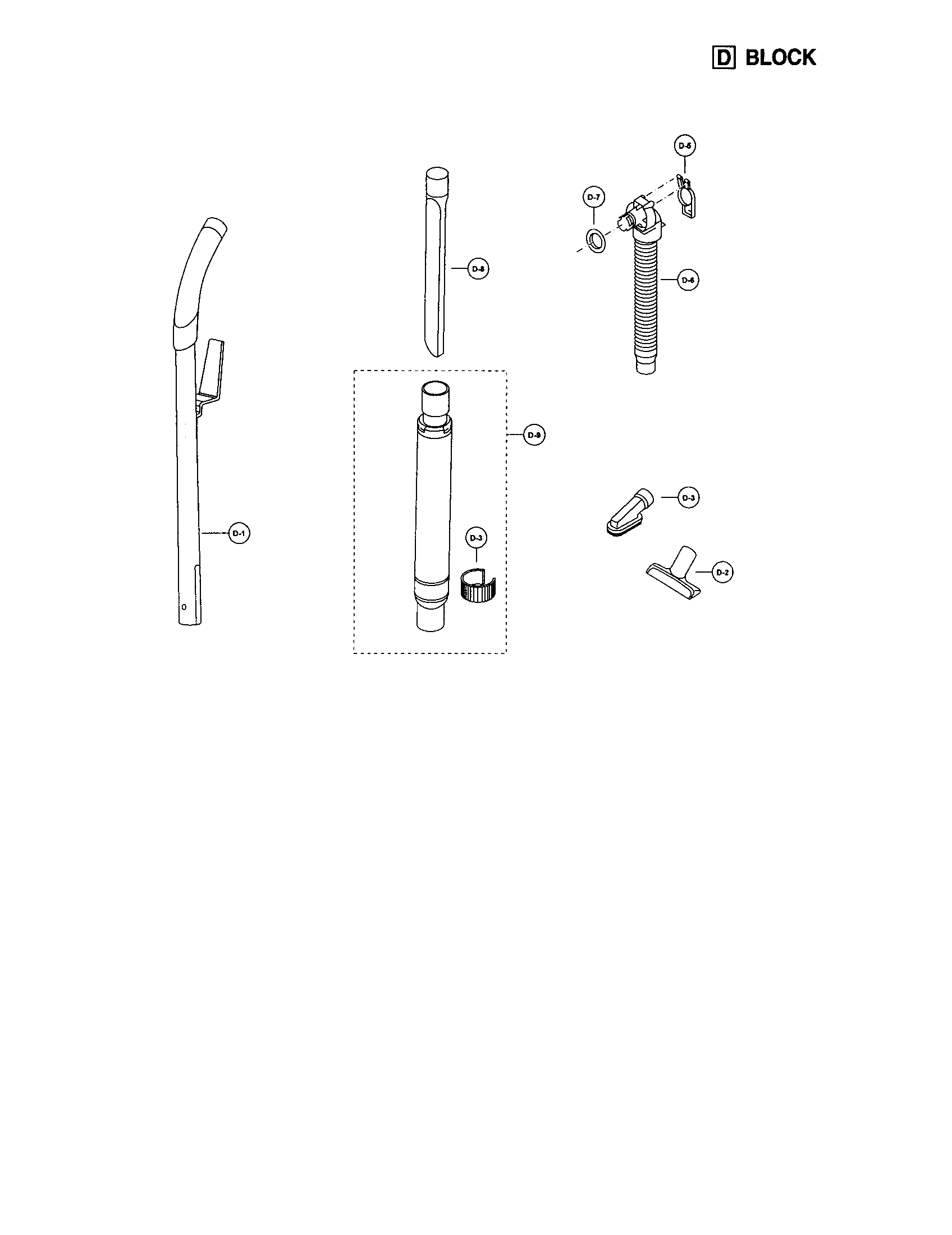 Handle/hose/attachments