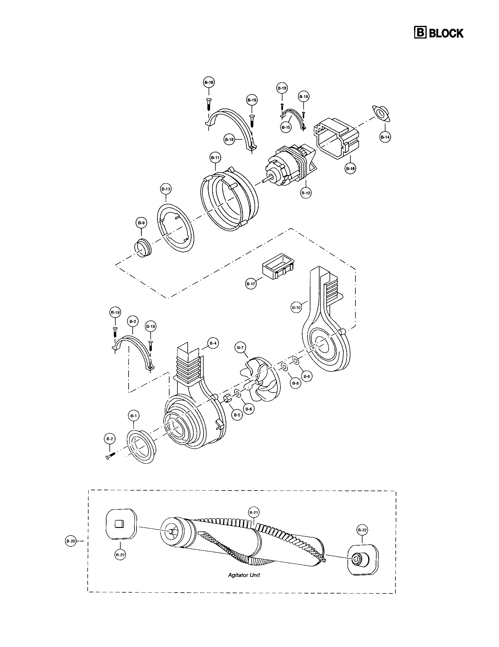 Motor/motor housing/agitator