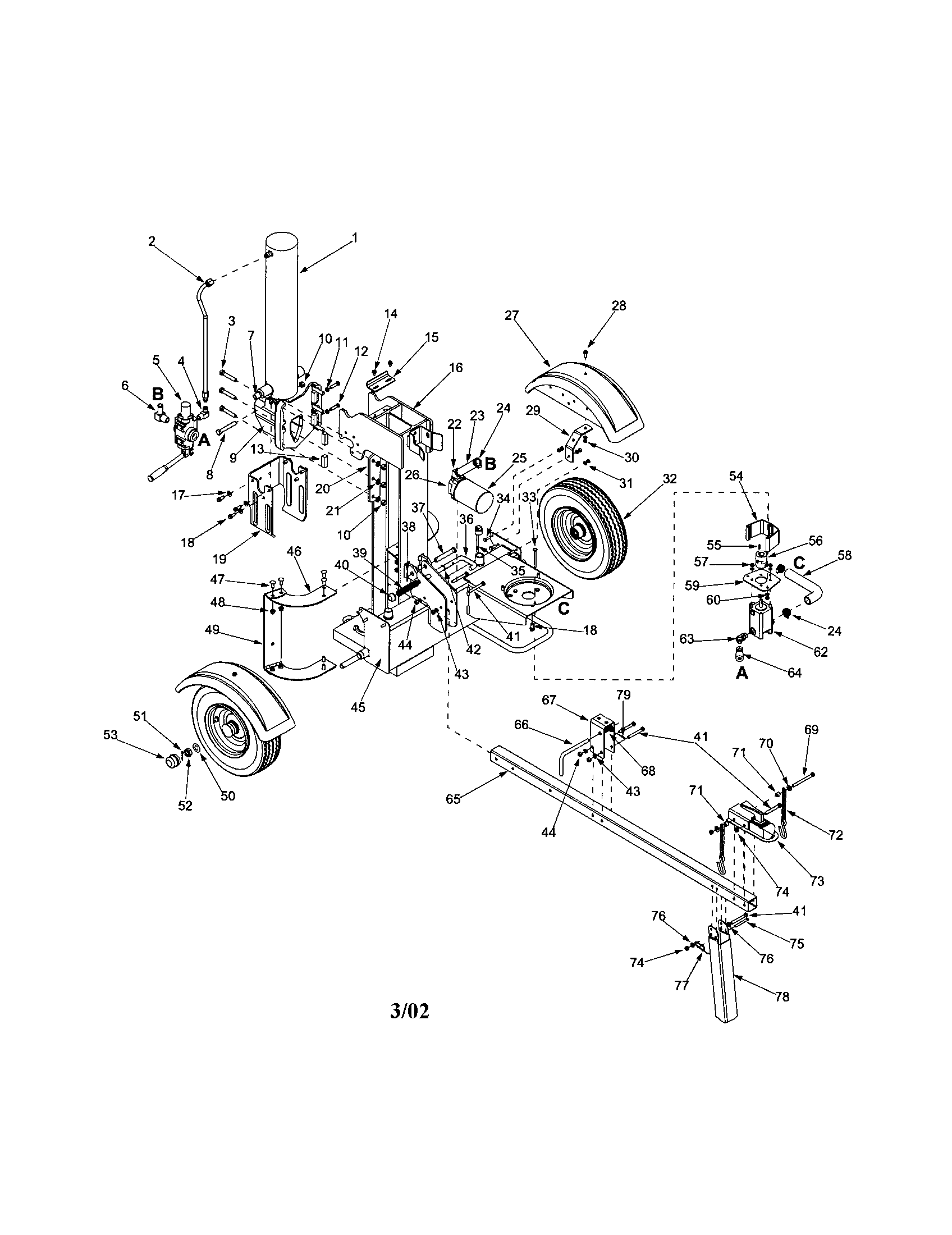 Frame/hydraulic cylinder