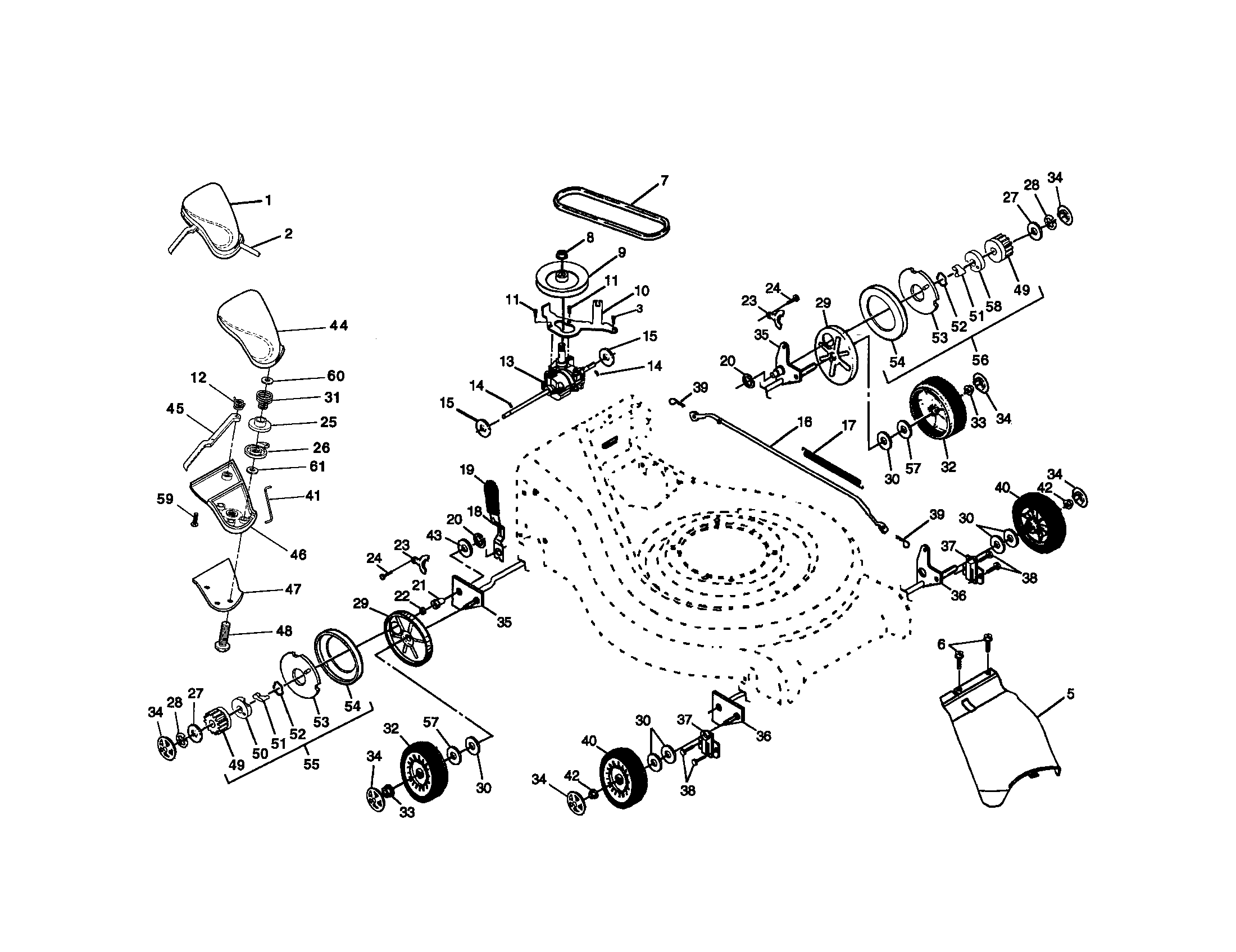 Wheels/tires/v-belt