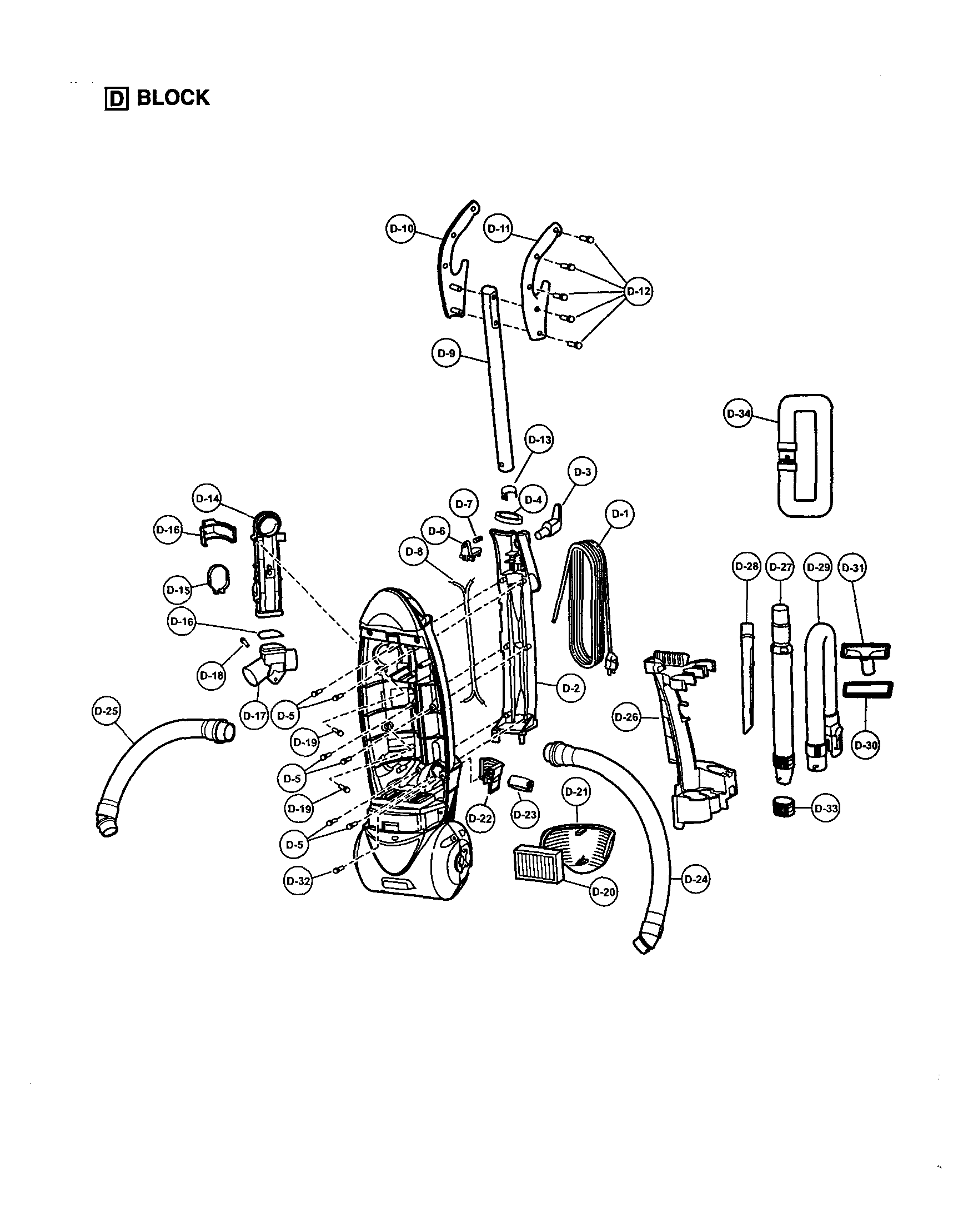 BODY/HANDLE/REAR DUST COMPARTMENT