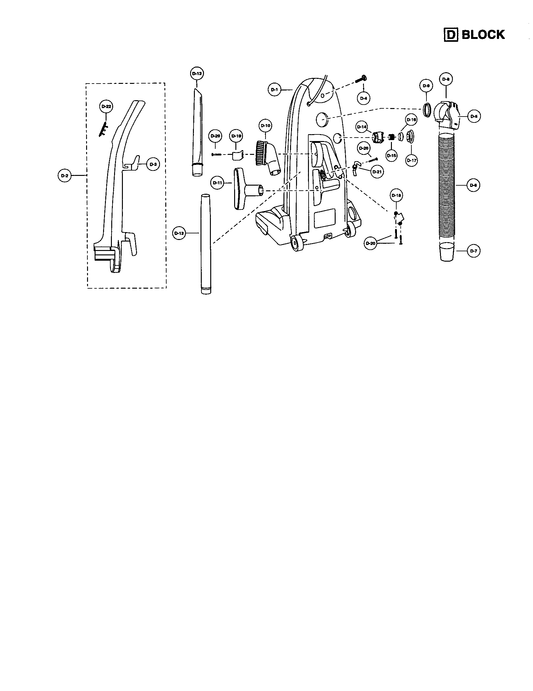 Handle/rear dust compartment
