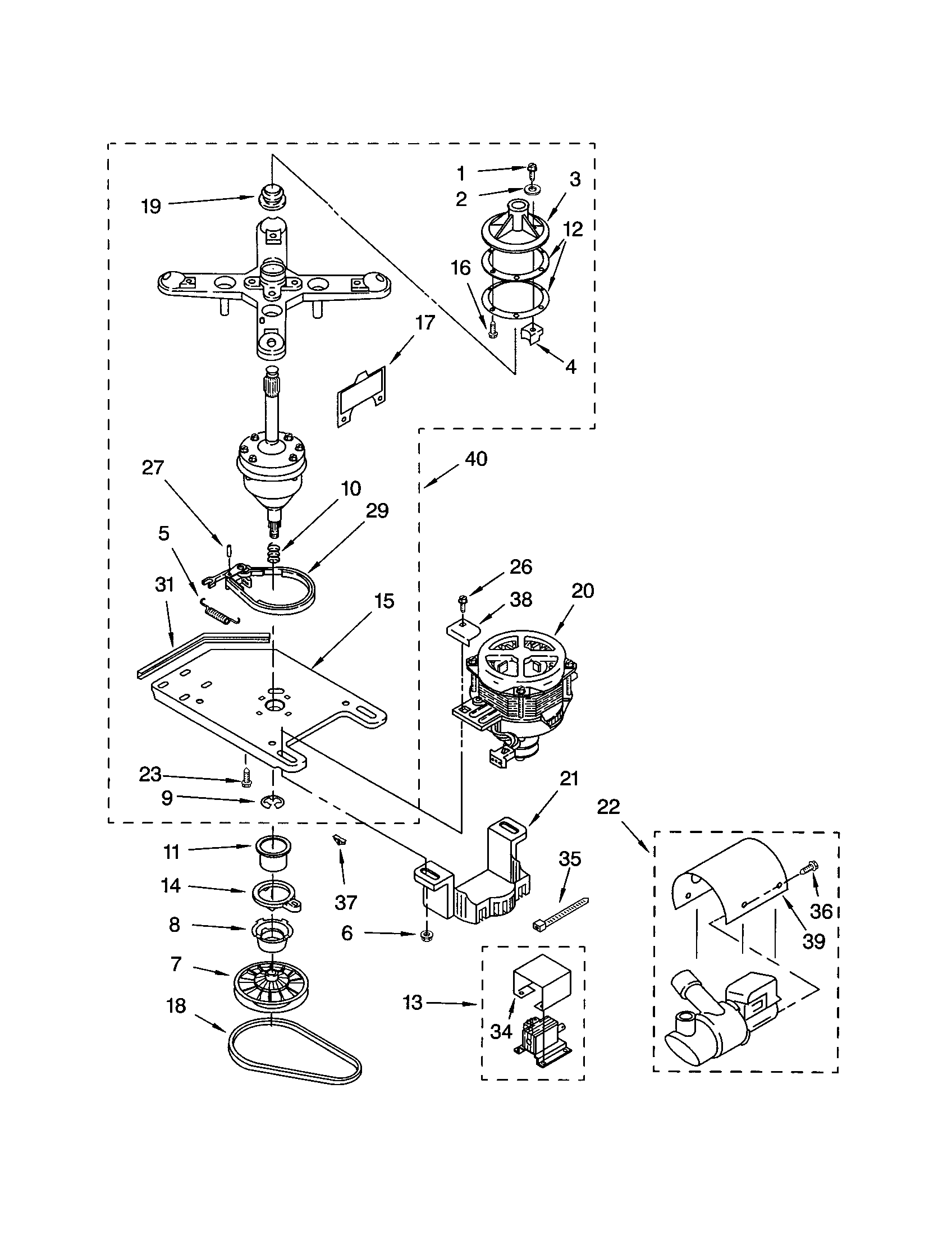 Transmission, motor and pump