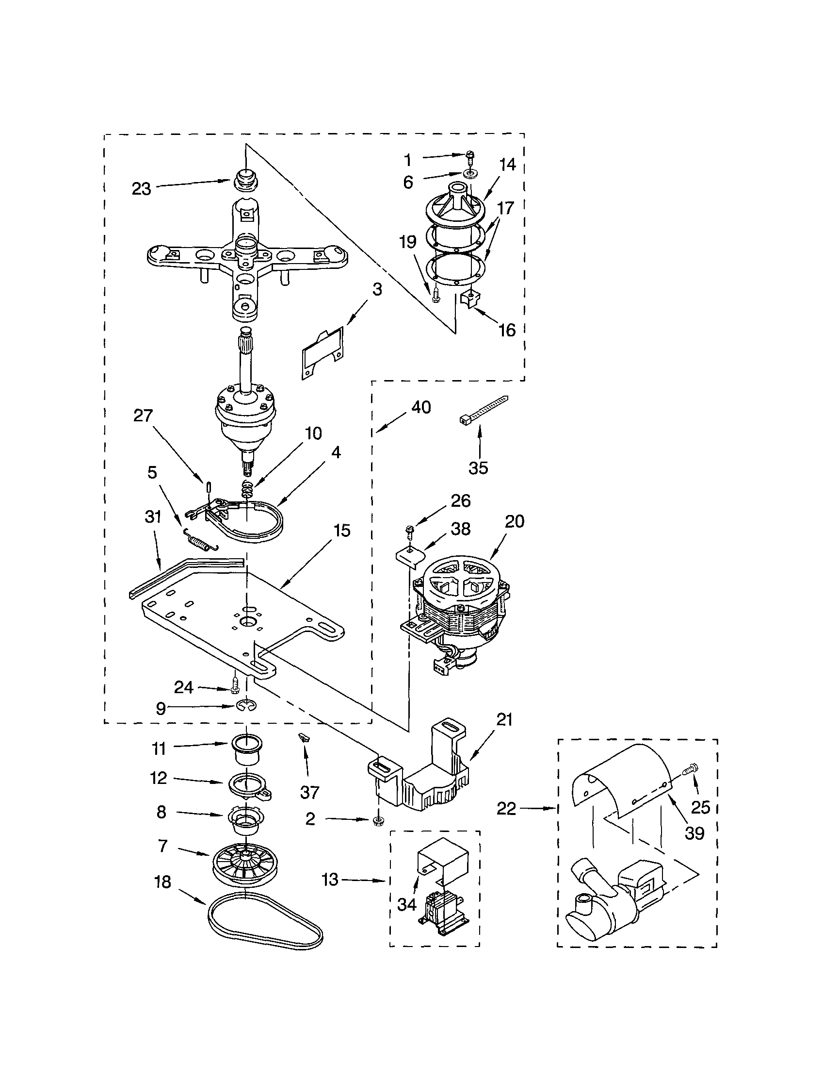 Transmission, motor and pump