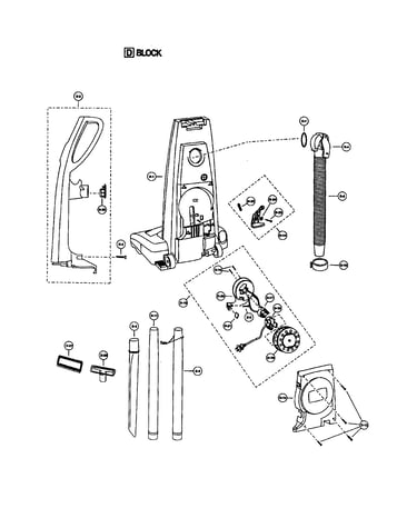 Handle/rear dust compartment/reel