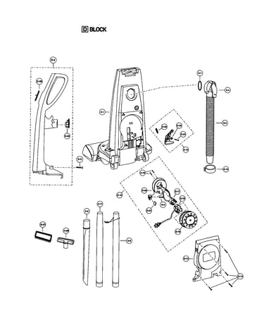Handle/rear dust compartment/reel
