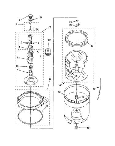 Agitator, basket and tub