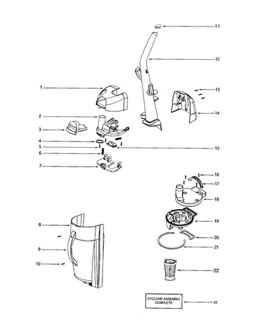 Handle/cyclone assembly