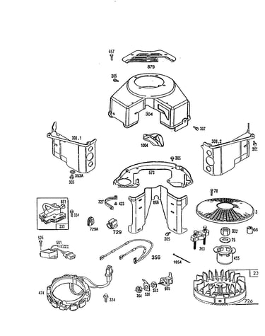 Housing-blower/flywheel