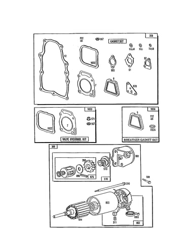 Motor-starter/gasket set