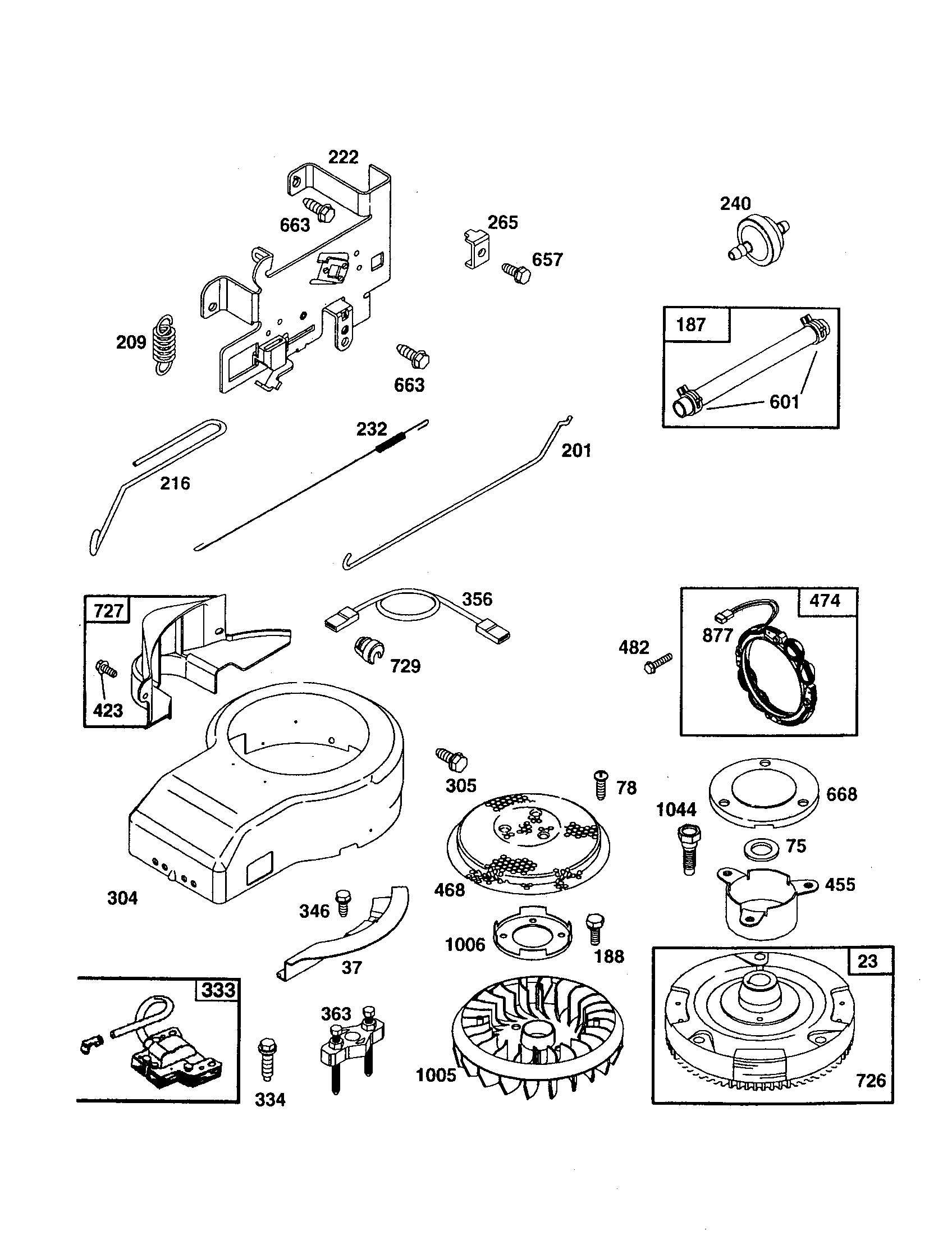 Housing-blower/fan, flywheel