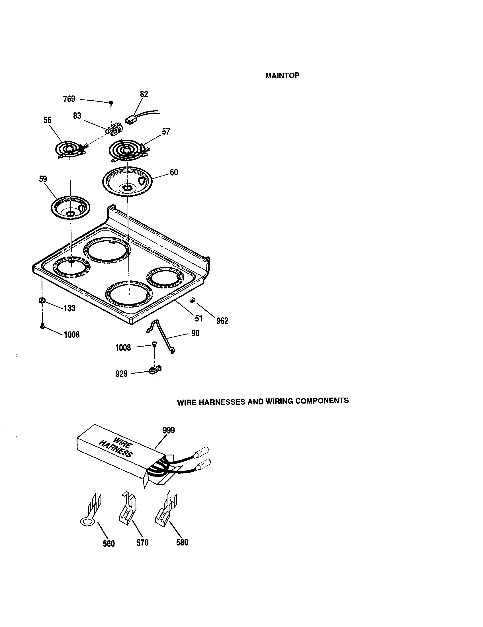 Maintop/wire harnesses/components