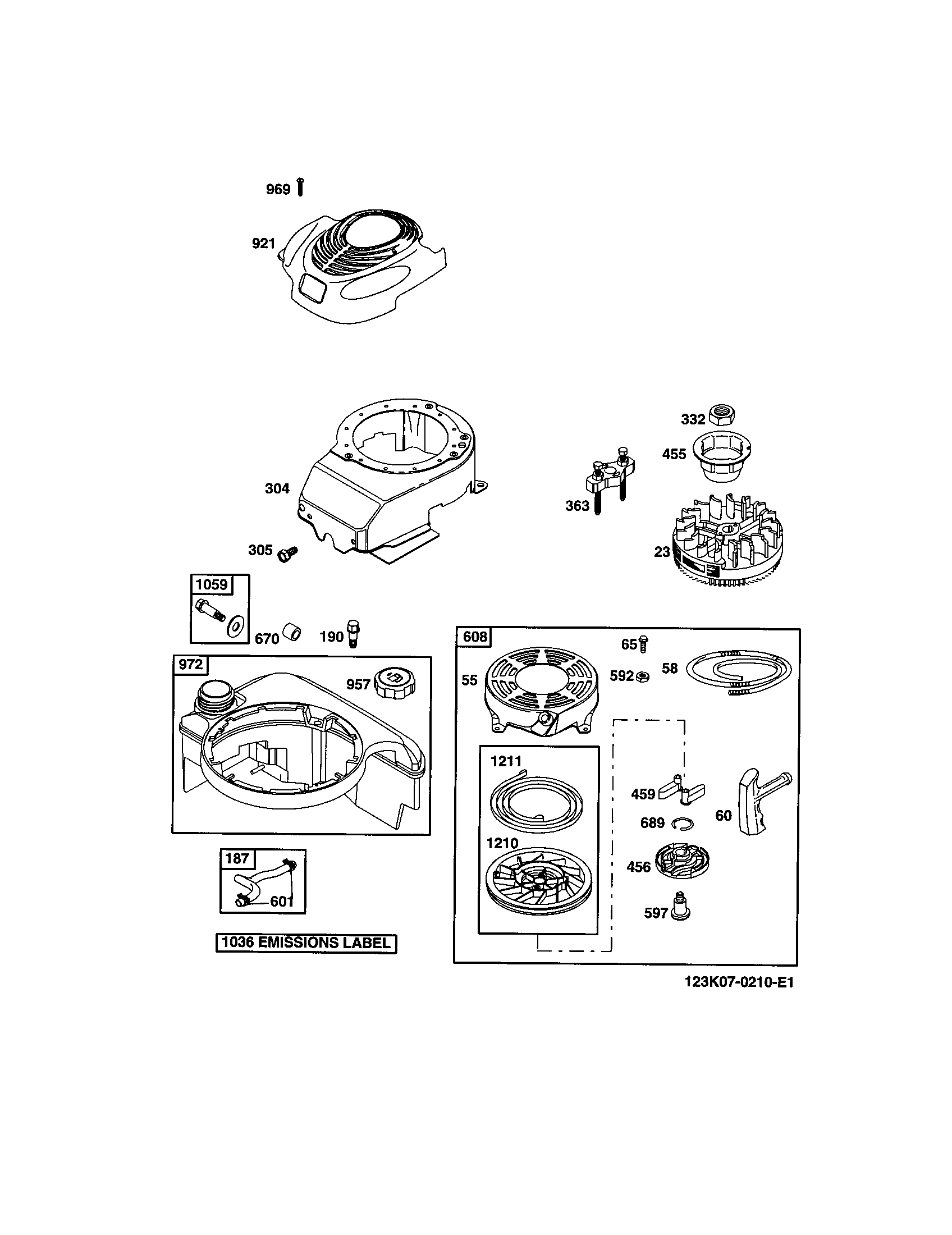 Rewind-starter/blower housing