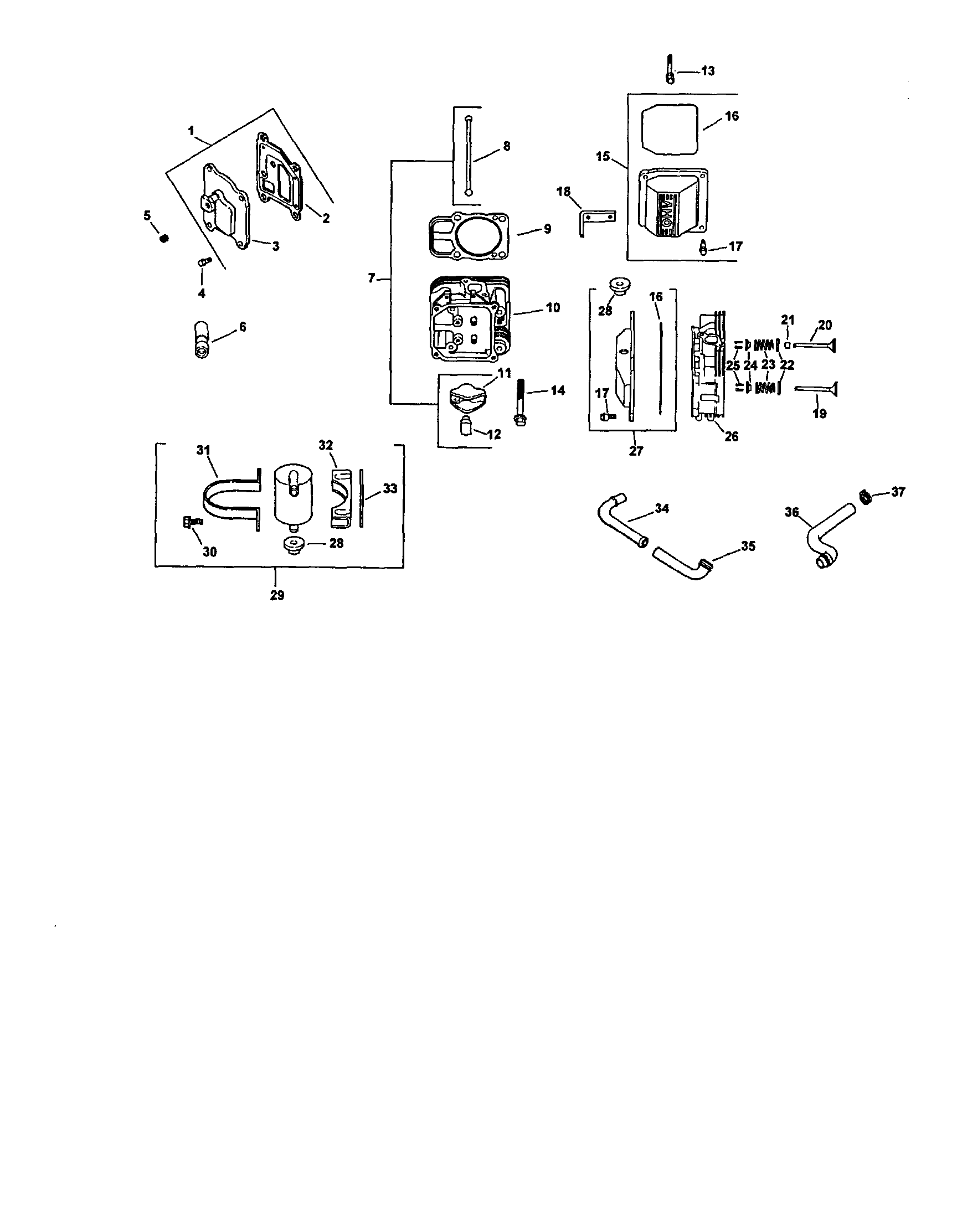Cylinder head, valve and breather