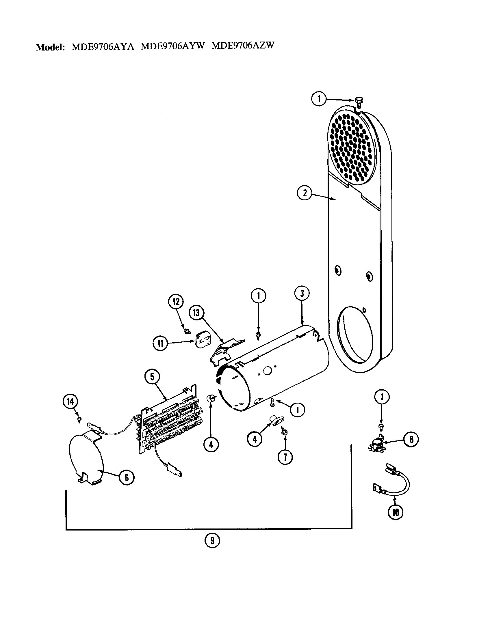 Heater (mde9706aya/ayw/azw)