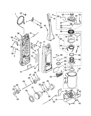 Dust compartment and motor