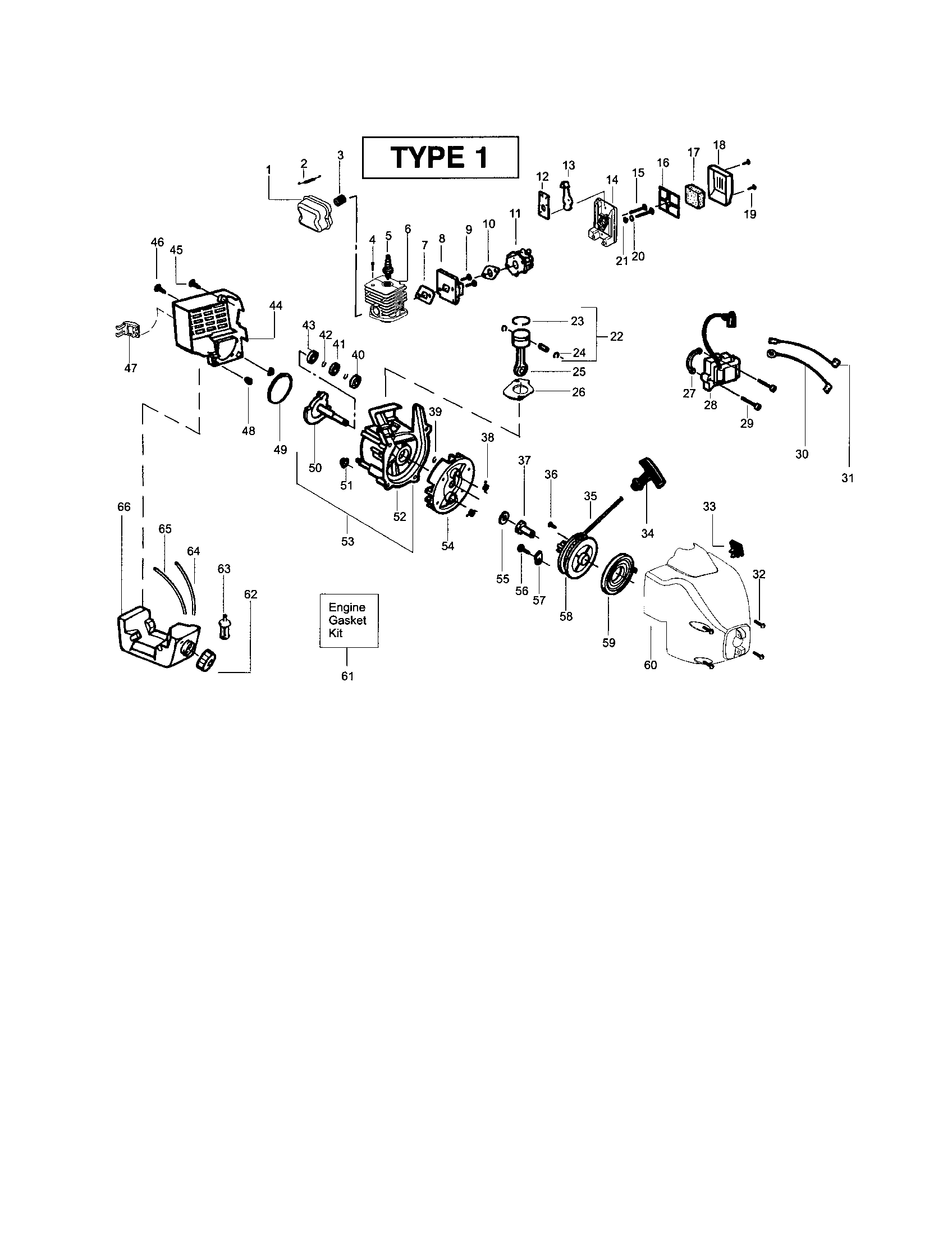 Crankshaft/crankcase (type 1)