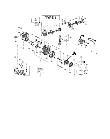 Crankshaft/crankcase (type 1)