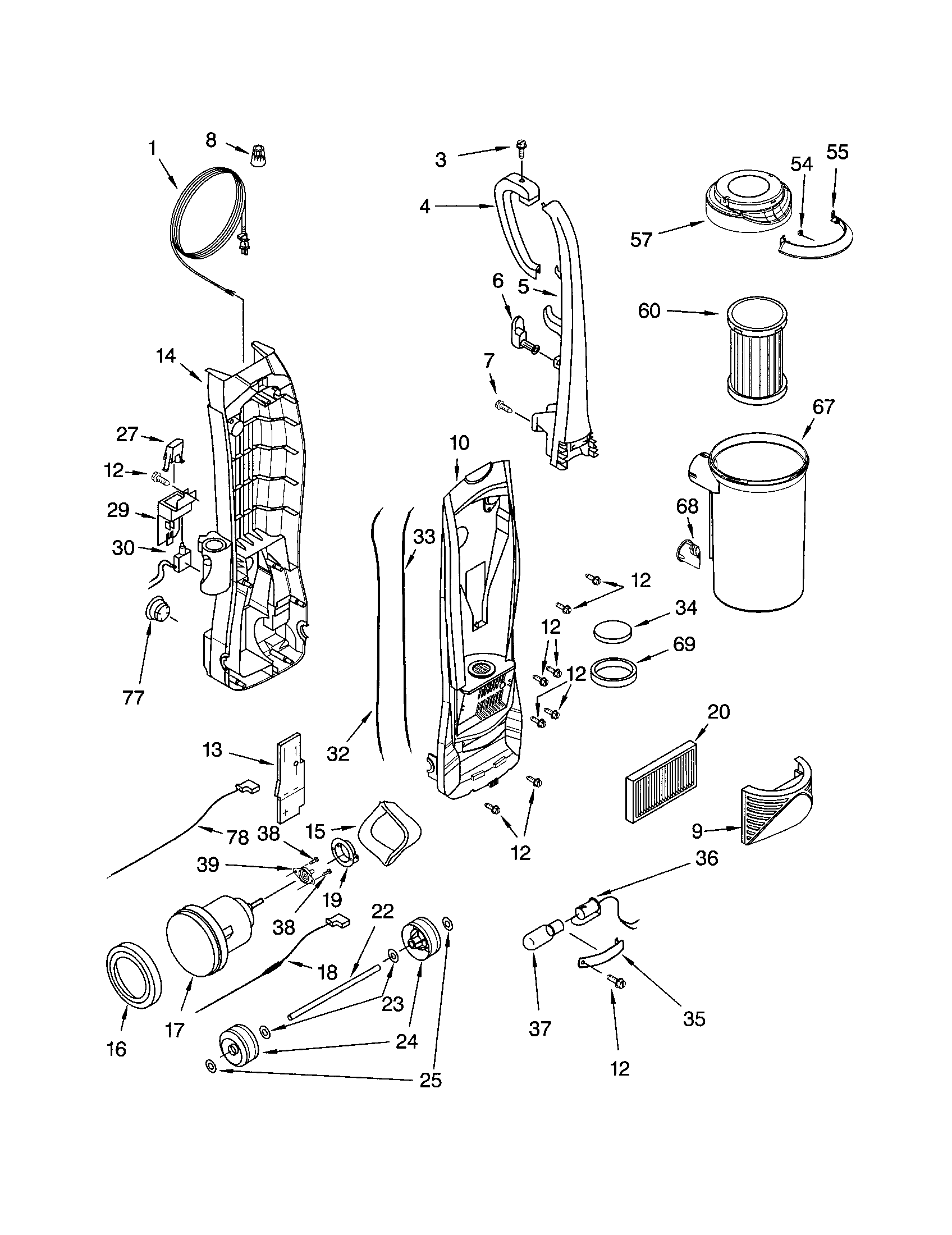 DUST COMPARTMENT AND MOTOR
