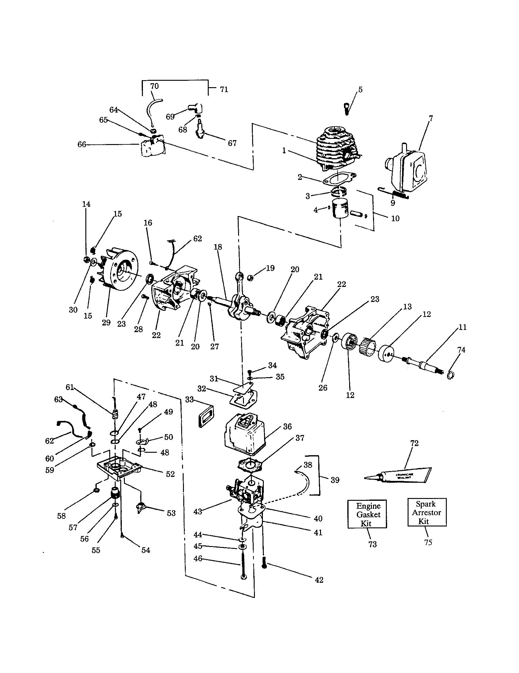 CYLINDER/MUFFLER/CRANKSHAFT