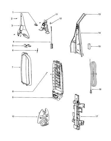 Handle/rear housing/bag cover
