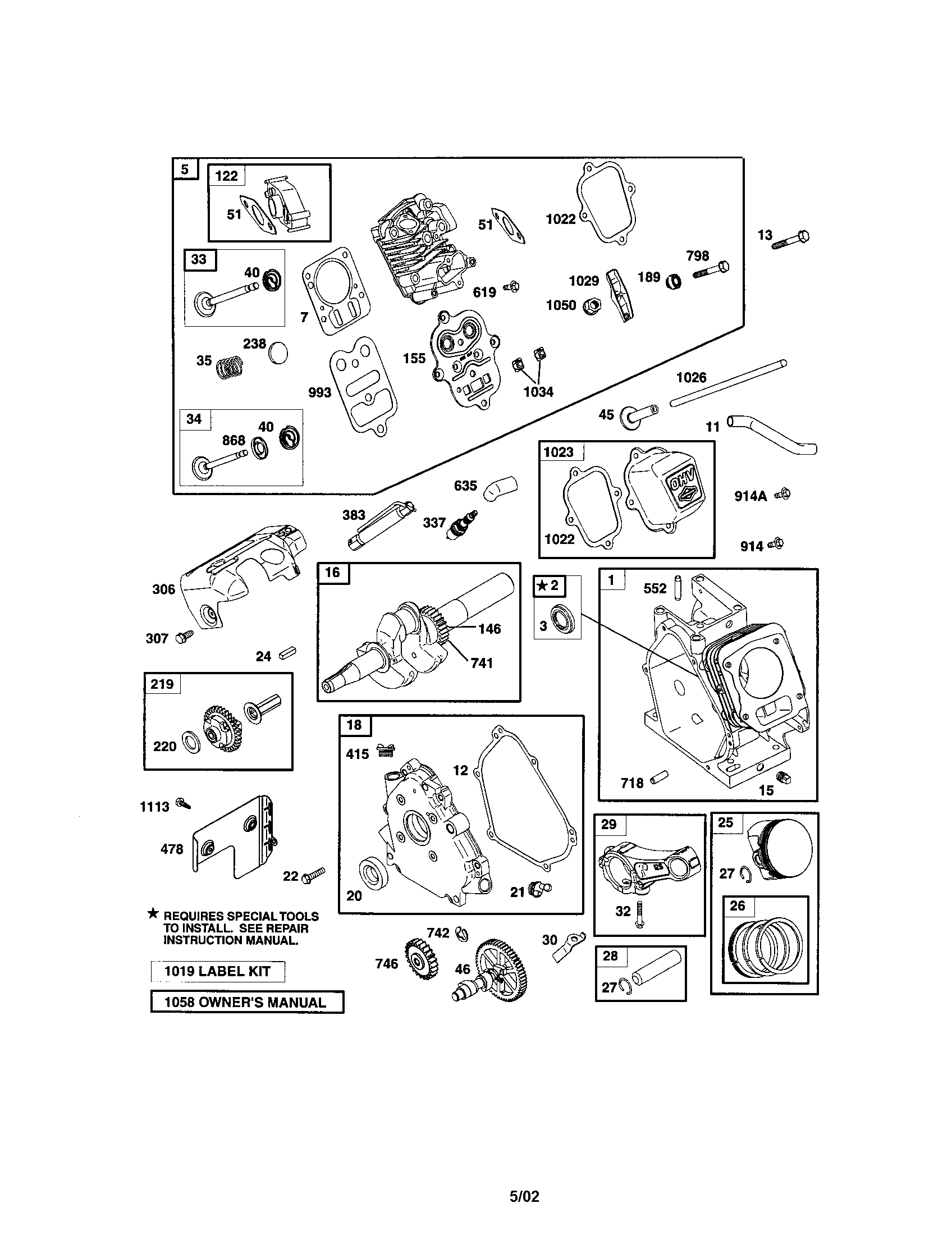 Cylinder/cylinder head/crankshaft