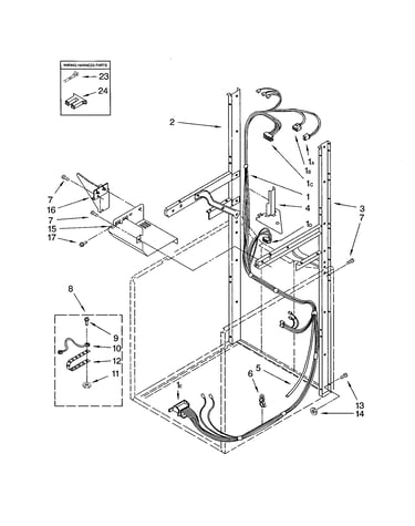 Dryer support/washer harness