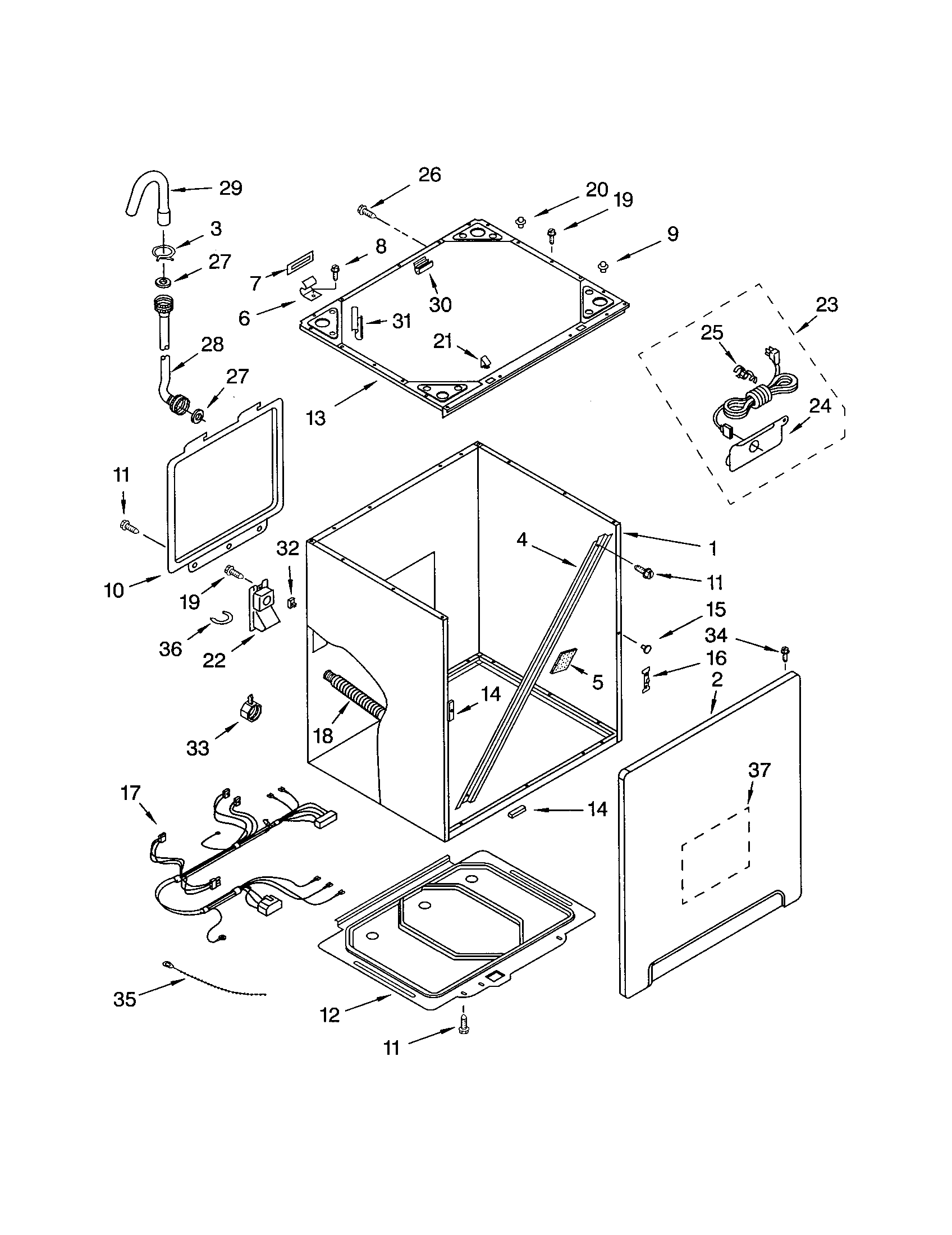 Cabinet and frame