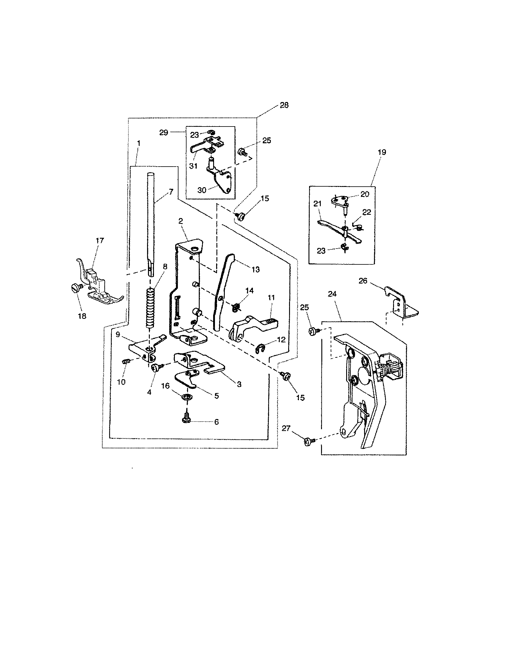 Presser bar base plate (unit)