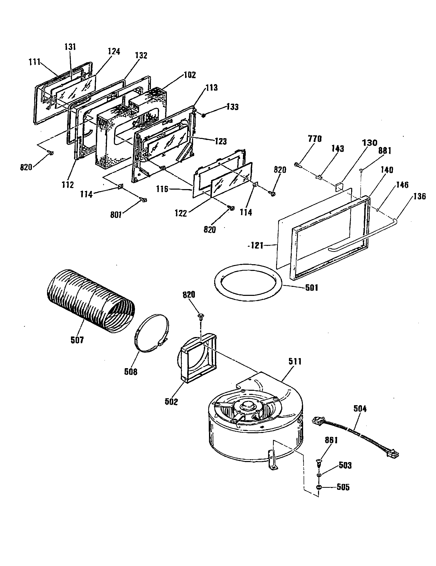 Oven door/blower