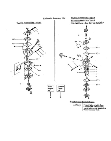 Carburetor assembly kits