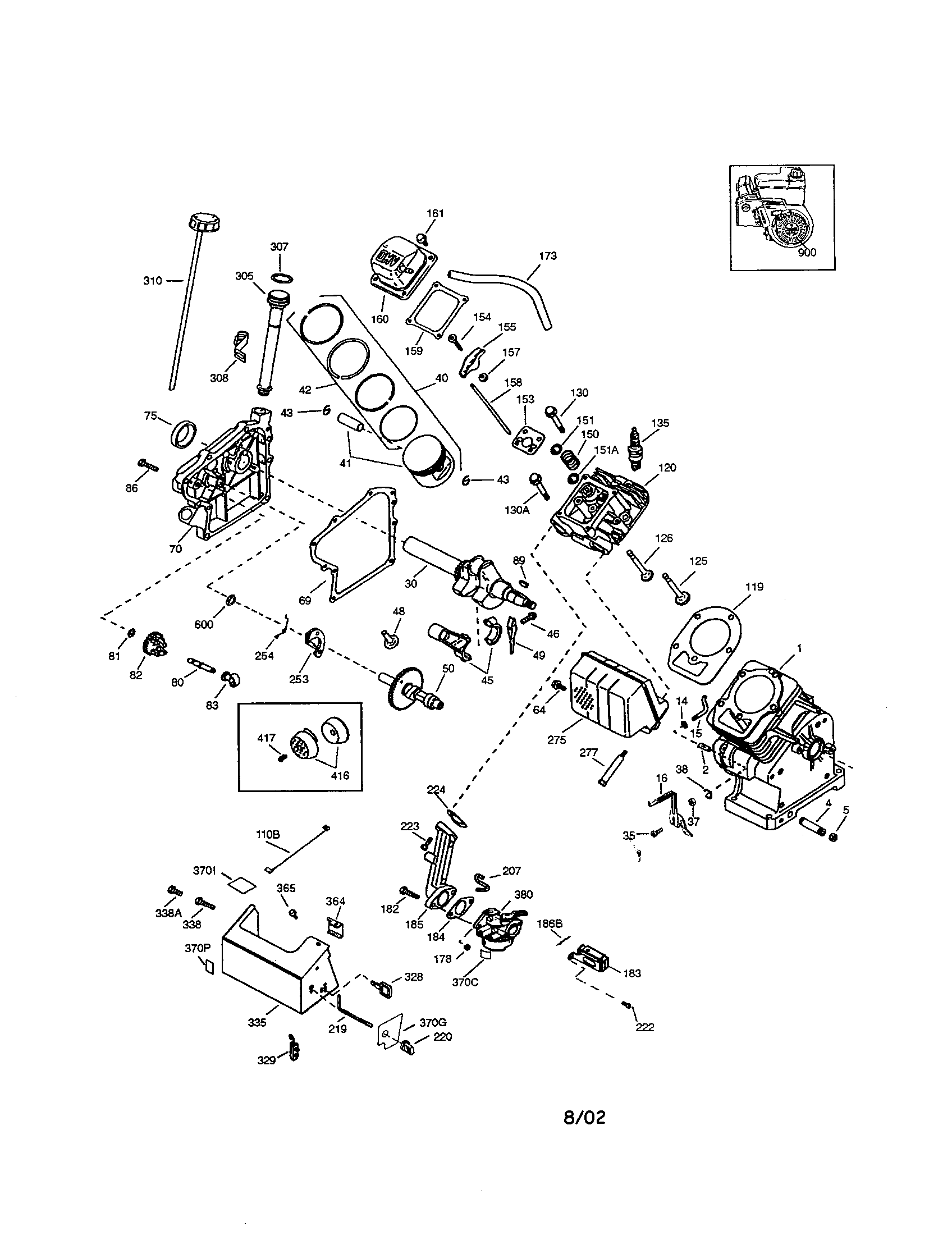 Cylinder/piston/crankshaft