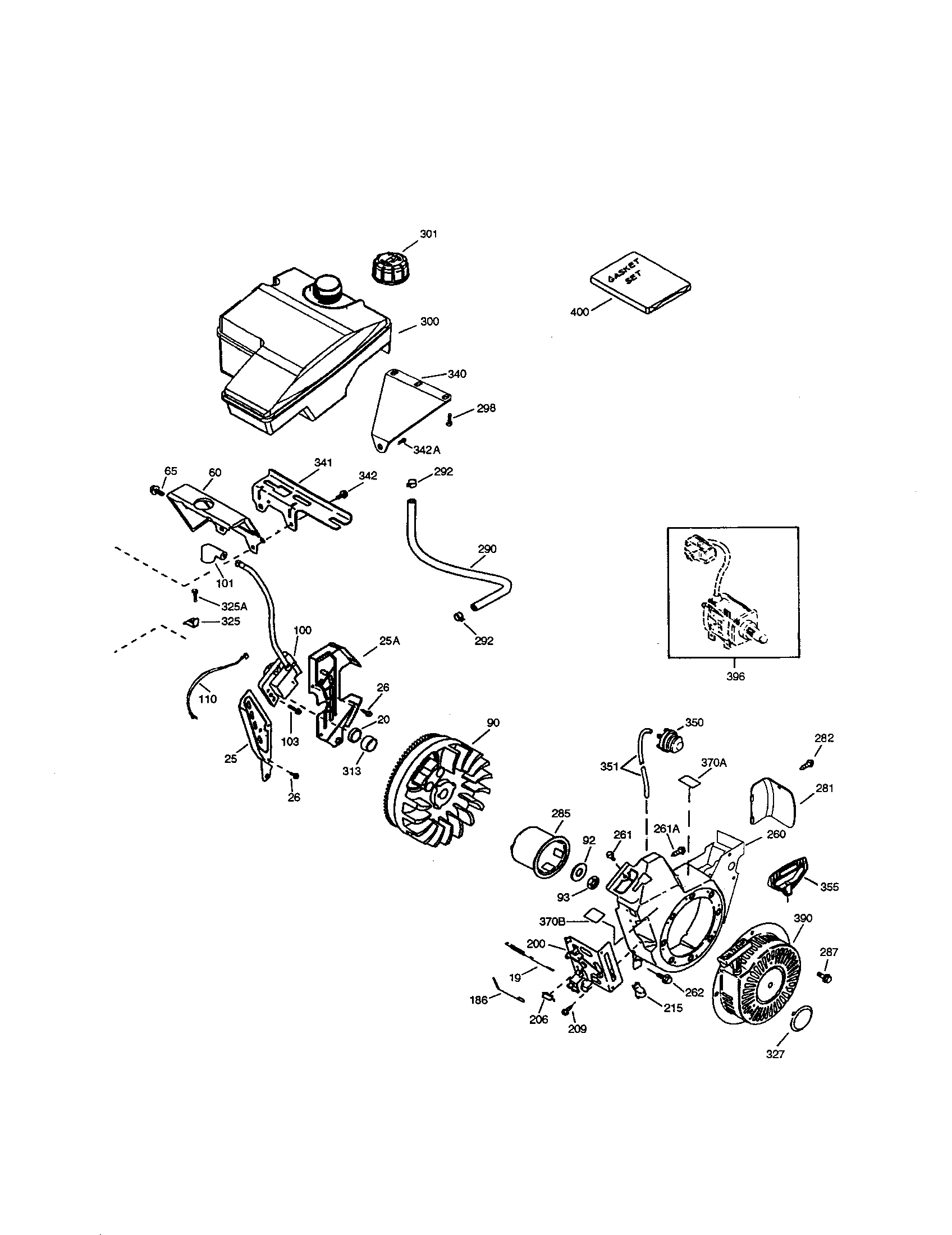 Flywheel/blower housing/fuel tank