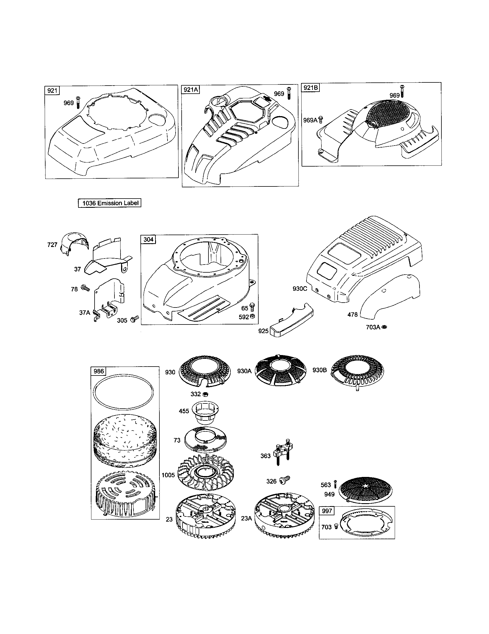 Blower housing cover/fan-flywheel