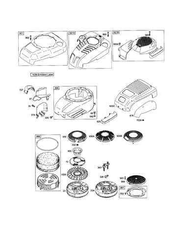 Blower housing cover/fan-flywheel