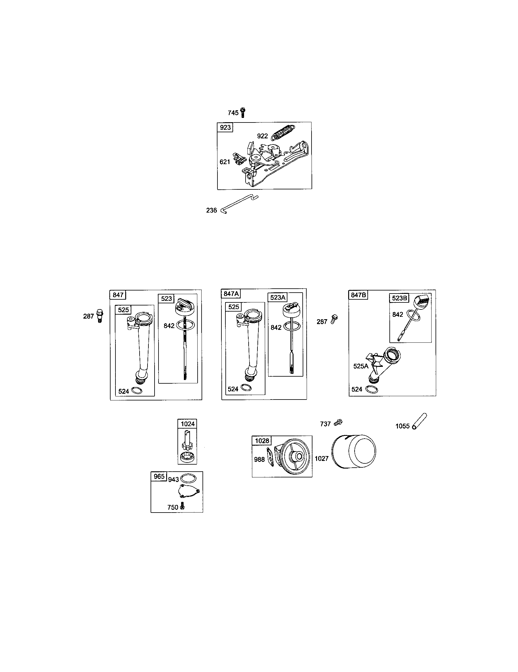 Brake/dipstick/tube assemblies
