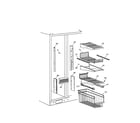 GE TFH30PRTAAA freezer shelves and basket diagram