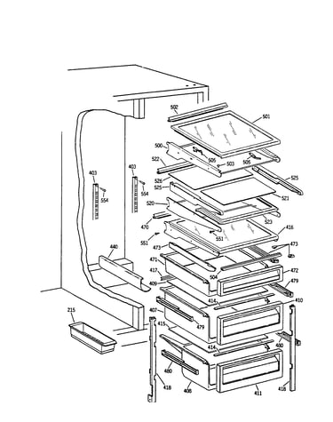 Refrigerator shelves and drawers