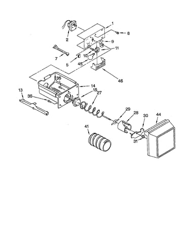 Motor, dispenser/ice container