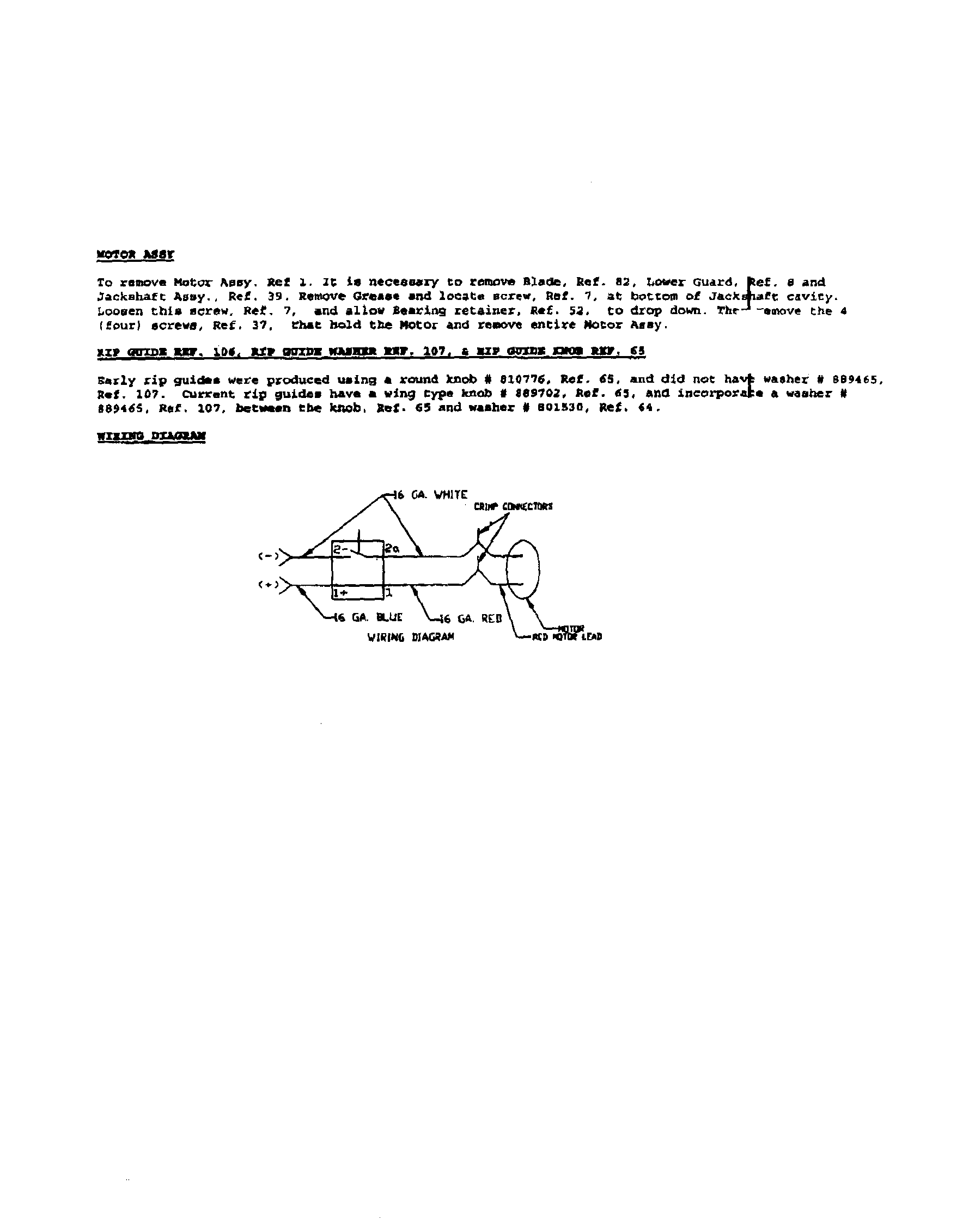 Service notes/diagram