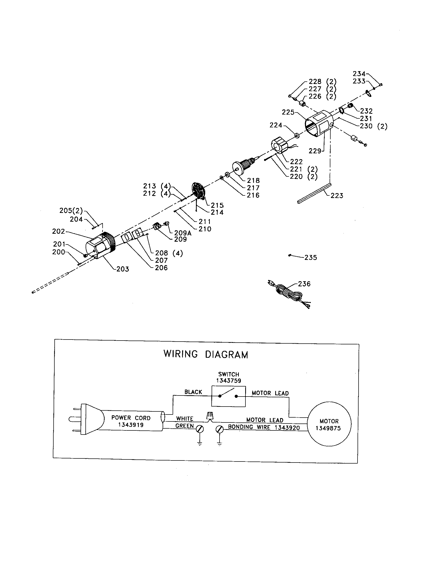 Armature/motor/wiring diagram