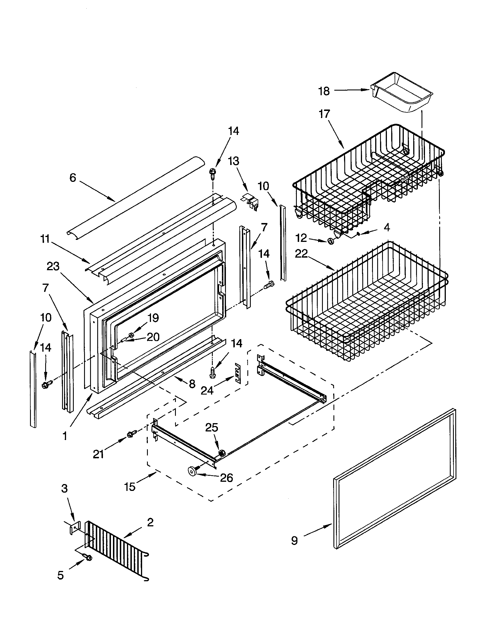 FREEZER DOOR AND BASKET