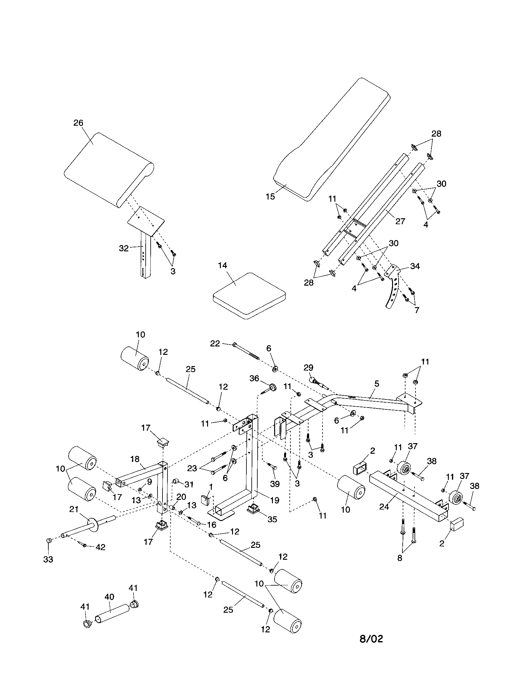 Bench frame/back rest