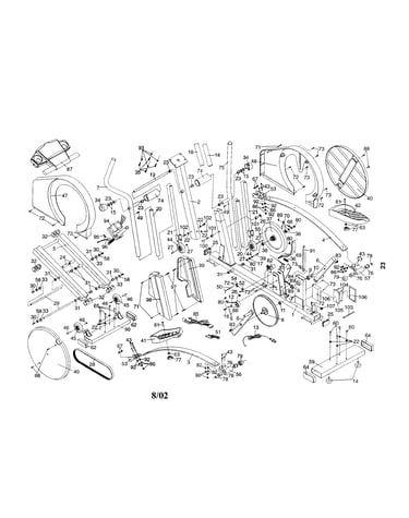 Frame/pulley/belt/flywheel/console