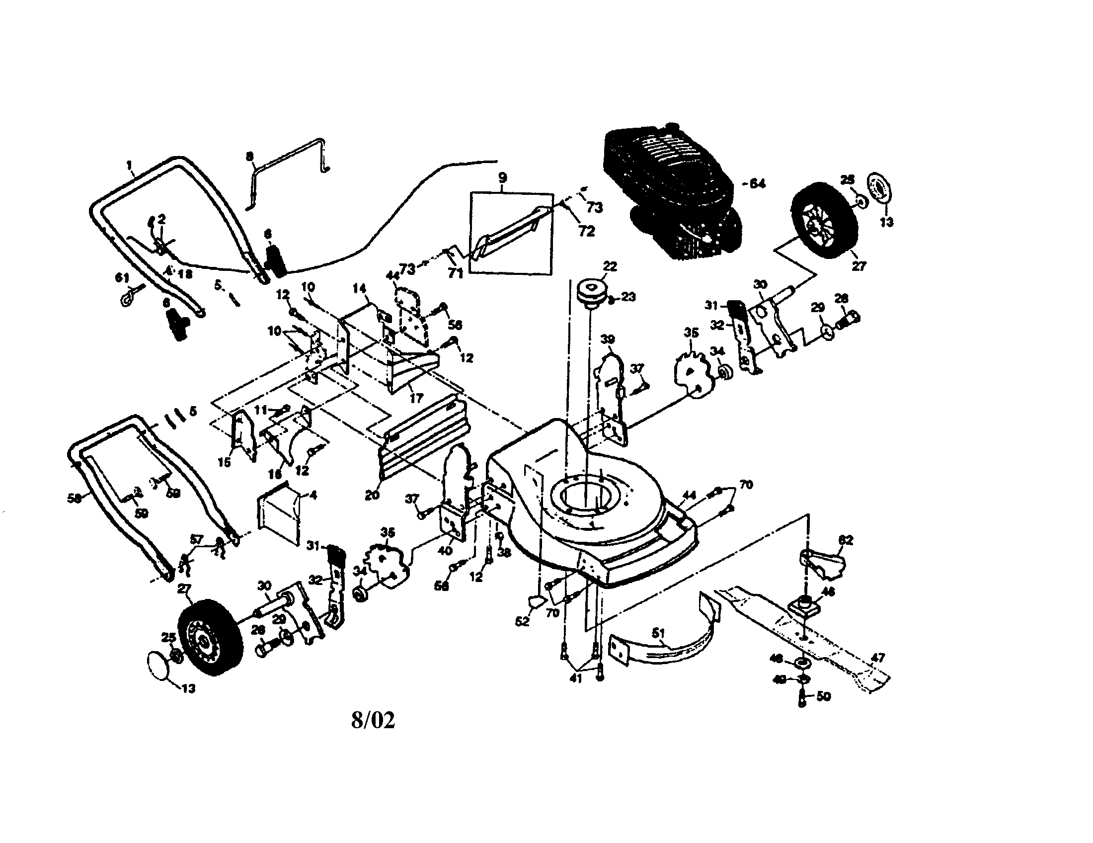 Engine/handle/deck