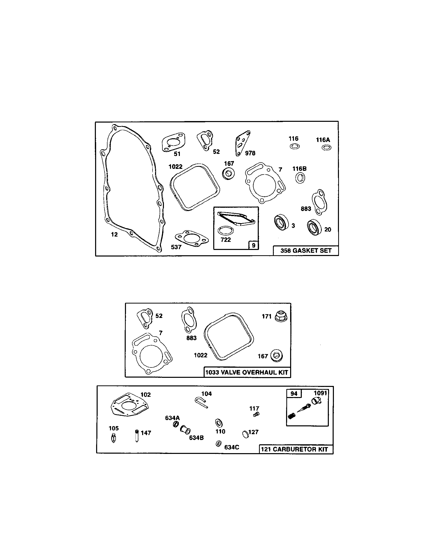 Gasket set/valve overhaul kit