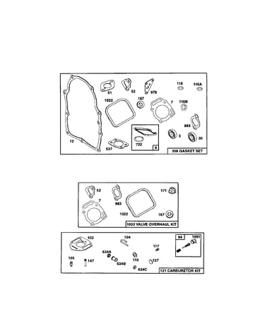 Gasket set/valve overhaul kit