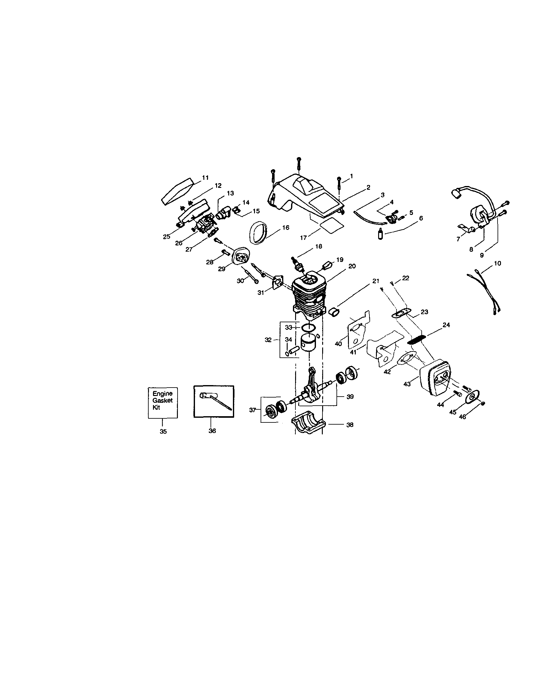 Cylinder/crankcase/crankshaft