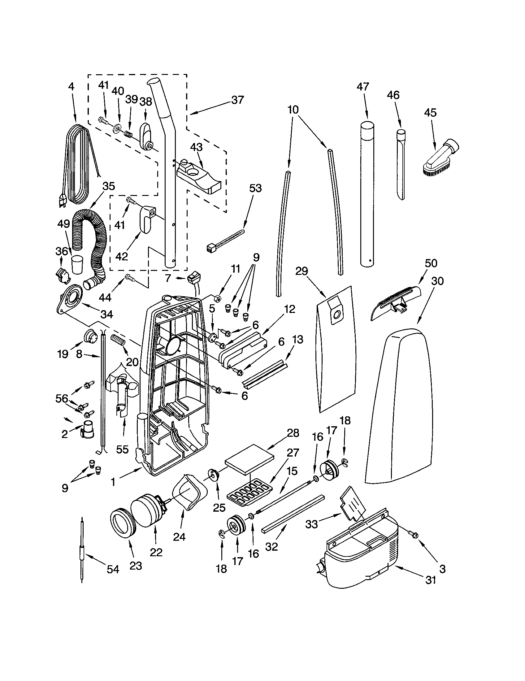 Dust compartment and motor