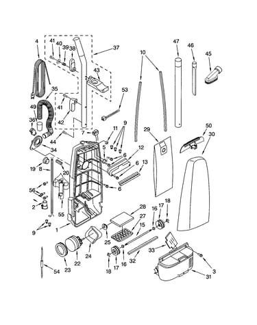 Dust compartment and motor